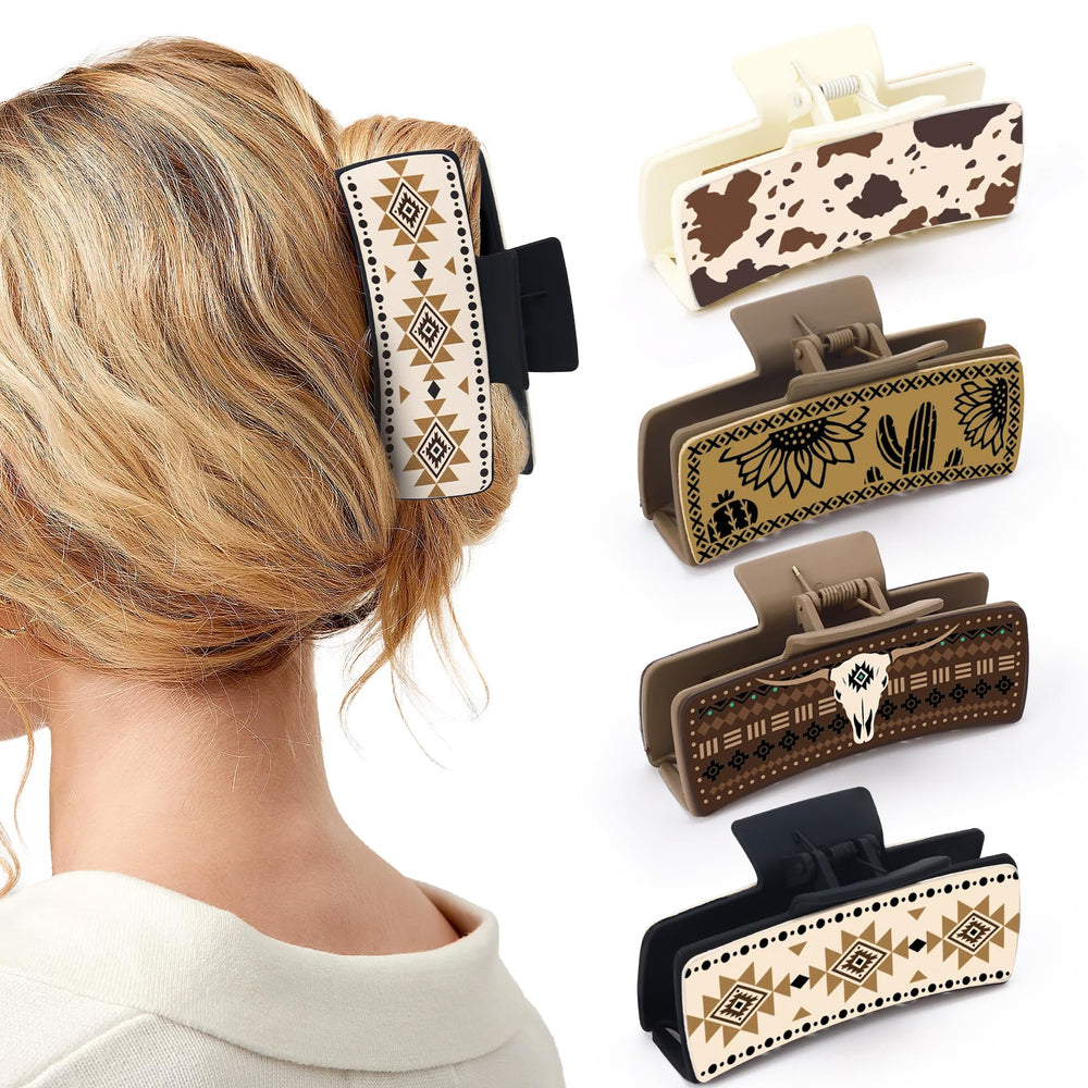 Yussti Western Leather Hair Claw Sunflower clip adds sunny prairie flair for everyday hairstyles.