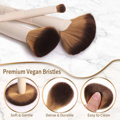 YutimeAura 7 piece brush heads closeup highlights high density vegan bristles