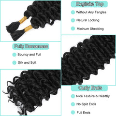 YUUYEE deep wave bulk braiding hair highlights length and volume.