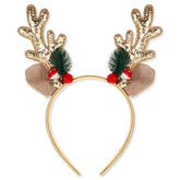 YUXIANLB Christmas headband deer antlers close-up highlights soft fabric and glittery decorations for comfortable wear.
