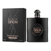 Yves Saint Laurent Black Opium Le Parfum bottle highlighting warm vanilla and coffee for evening wear.