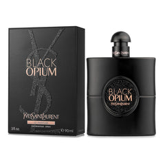 Yves Saint Laurent Black Opium Le Parfum bottle highlighting warm vanilla and coffee for evening wear.