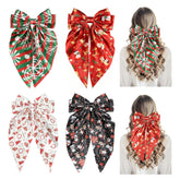 YWAOAIJD christmas satin bow clip with snowman pattern for festive hair decoration