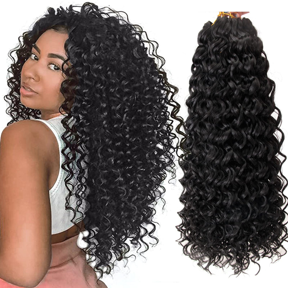 YXCHERISHAIR crochet hair full view showcasing vibrant deep wave curls.