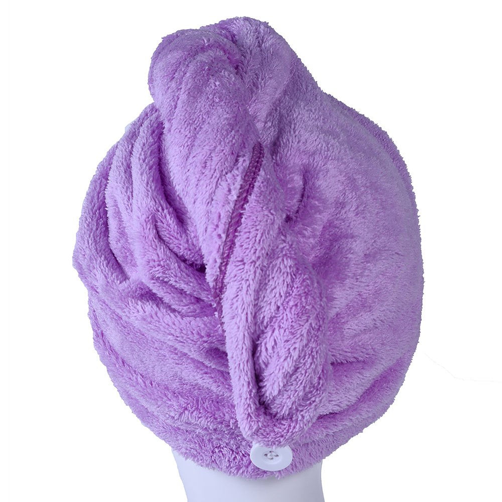 YYXR microfiber hair towel coral fleece top view for fast, gentle drying.