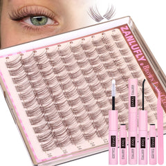 ZANLUFLY brown lash clusters kit 8-16mm showing natural length options for subtle enhancement.