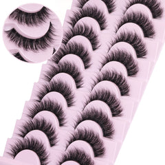 zanlufly handmade faux mink lashes nine-pair pack for lightweight daily wear.