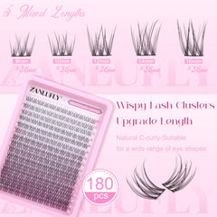 Zanlufly lash clusters 9mm-wispy deliver lightweight volume for subtle enhancement.