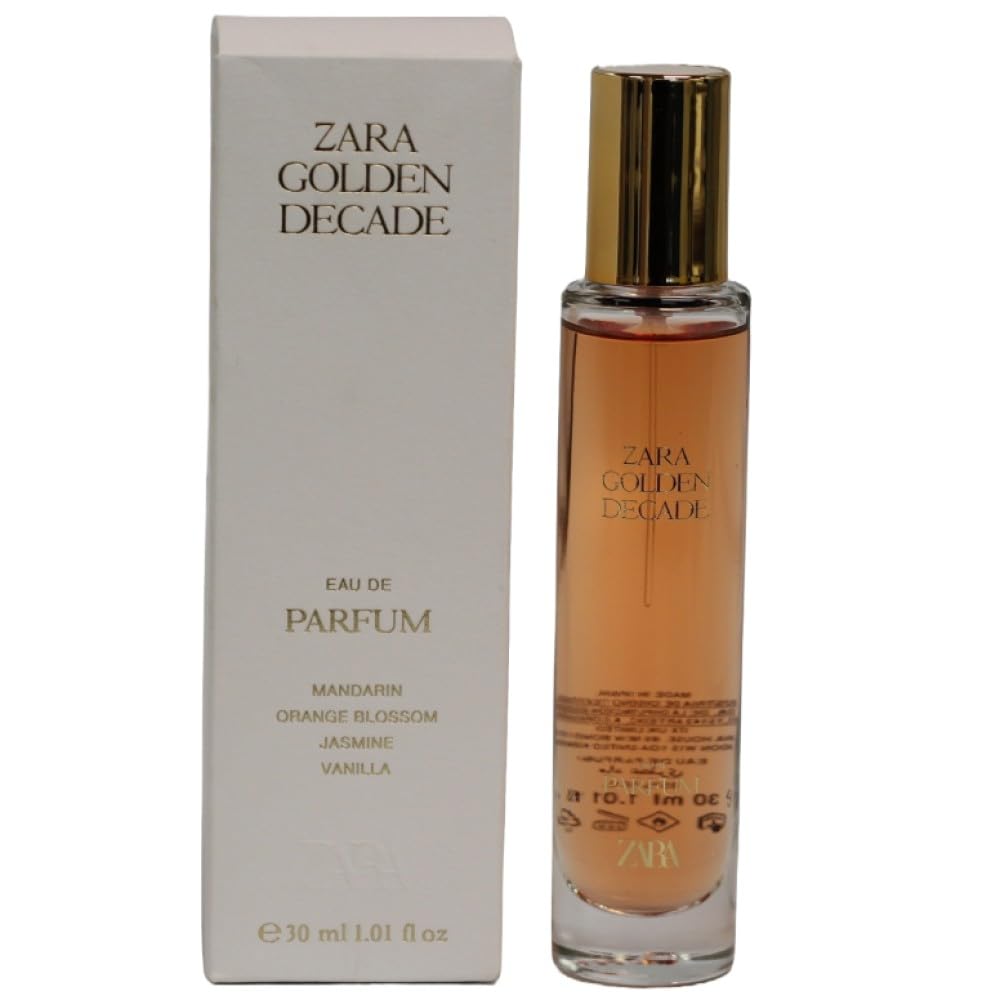 Zara Golden Decade EDP bottle close-up for everyday elegance and hypnotic scent.