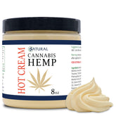 Zatural Hemp Hot Cream bottle pouring for warming massage.