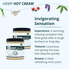 Zatural Hot Cream illustrating warming and cooling sensations.