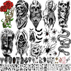 Zeecdatoo 52-sheets Halloween tattoos offer playful designs for kids and adults.