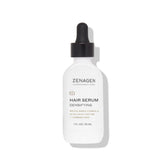 Zenagen Densifying Hair Serum bottle closeup shows lightweight non greasy formula