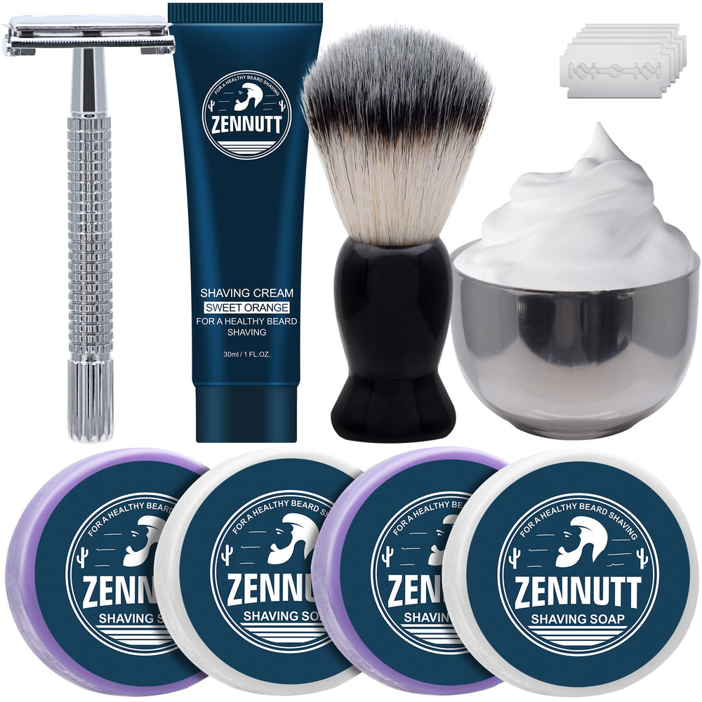 ZENNUTT shaving soap pack variety with citrus and sandalwood scents for daily grooming.