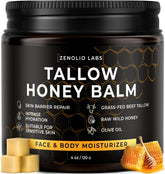 Zenolio Labs beef tallow face jar closeup highlighting natural nourishment for sensitive, dry skin