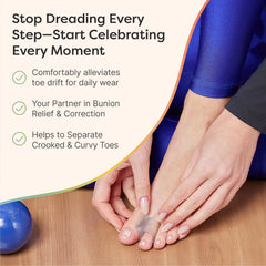 ZenToes firm gel toe separator closeup showing frosted material and toe overlap prevention.