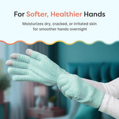 ZenToes Moisturizing Gloves worn on hand during application for overnight softness.