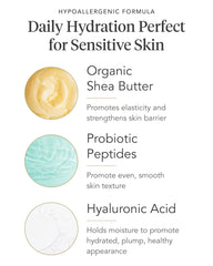 Zents Age-Defying Lotion texture swirl highlights hyaluronic acid plumping and barrier support.