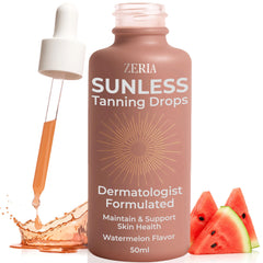 Zeria Tanning Drops bottle 50ml—vegan self-tanner for a natural glow.