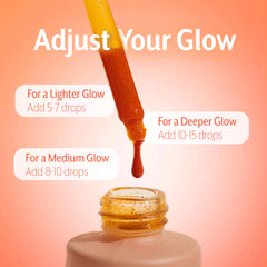 Zeria Tanning Drops poured into juice for a light, edible glow.