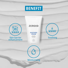 ZEROID soothing cream on clean skin demonstrating hydration without heaviness.