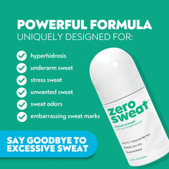 ZeroSweat application closeup shows quick, targeted formula for underarm freshness.