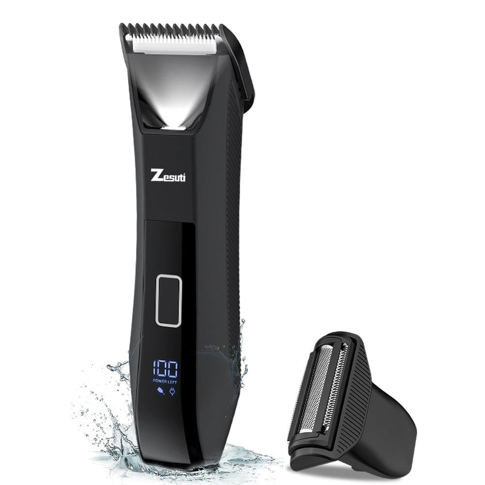 Zesuti 2-in-1 manscape trimmer front view for precise body and bikini grooming.