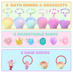 ZETONBNN Mermaid Bath Bombs reveal surprise jewelry inside as bubbles rise