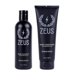ZEUS Beard Wash Set shampoo bottle with green tea delivers refreshing cleanse for beard and skin daily.