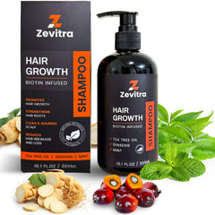 Zevitra Hair Growth Shampoo bottle pump for convenient daily use.