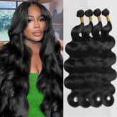 ZGWG 12A body wave bundles 16-inch natural black close-up, smooth texture for seamless blending.
