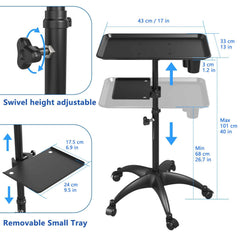 ZHOOGE salon tray cart rolling casters enable smooth mobility in workspace.
