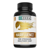 ZHOU Hairfluence bottle close-up for hair growth support.