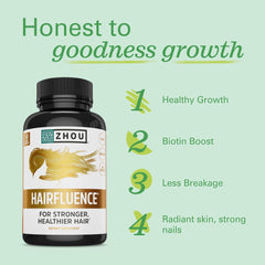 ZHOU Hairfluence capsules on table for easy daily use.