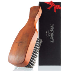 ZilberHaar Major brush with boar bristles and pearwood for smoother beard grooming.