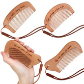Ziliny birthing comb set, three pieces, engraved, peach wood backdrop for gentle labor support