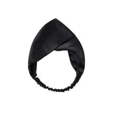 ZIMASILK silk headband in black with twisted front for hair protection during daily wear.