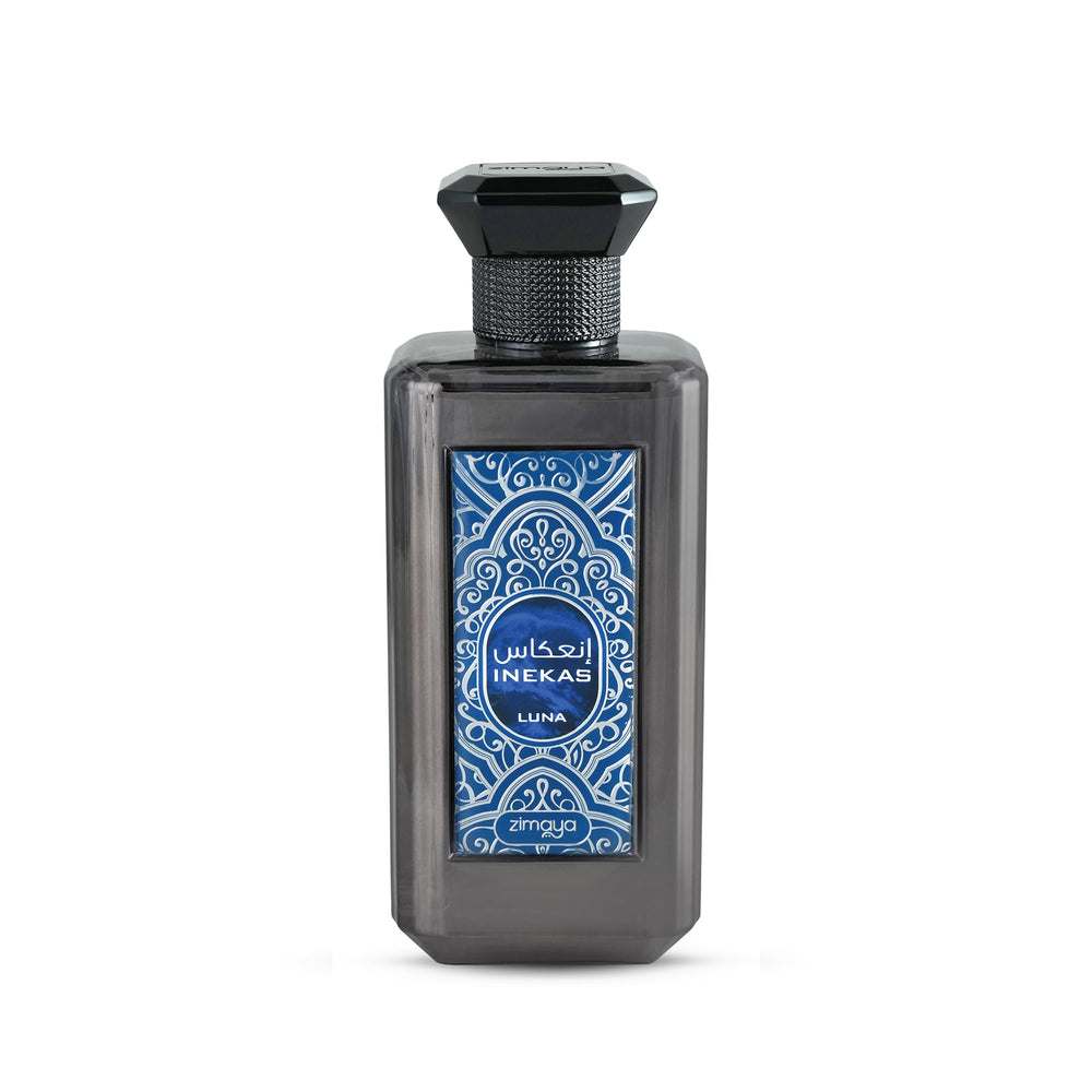 Zimaya Inekas Luna bottle front, bold masculine fragrance ideal for evenings.