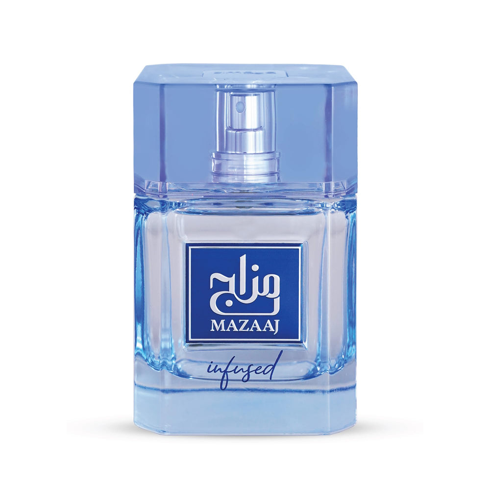 Zimaya Mazaaj Infused for Men bottle — citrus-forward opening for an energizing daytime mood.