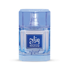 Zimaya Mazaaj Infused for Men bottle — citrus-forward opening for an energizing daytime mood.