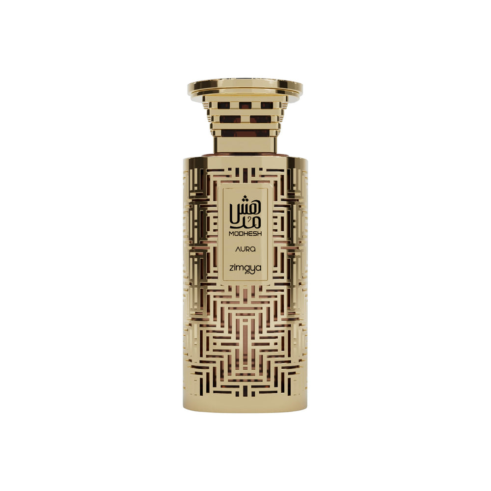 zimaya Modhesh Aura Pour Homme bottle close-up, premium design for evenings