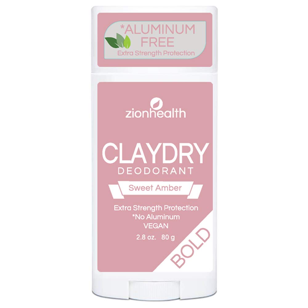 Zion Health ClayDry Bold Sweet Amber deodorant stick for odor control and natural wetness absorption
