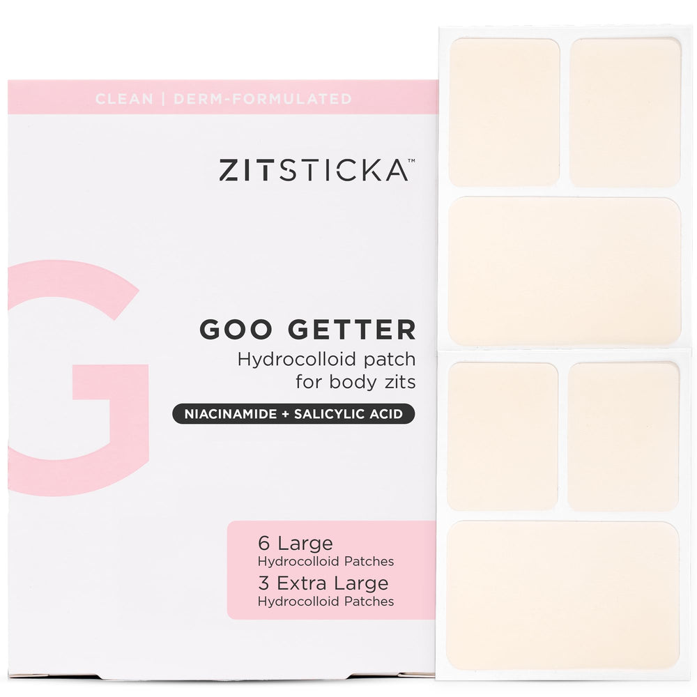 ZitSticka Goo Getter face closeup patch protecting a surface zit and promoting clean healing.