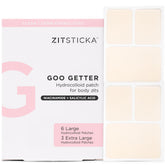 ZitSticka Goo Getter face closeup patch protecting a surface zit and promoting clean healing.