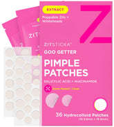 ZitSticka GOO GETTER patches closeup showing moisture extraction for zits