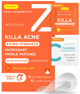 ZitSticka Killa extra-strength patch on a pimple showing microdart delivery for fast relief