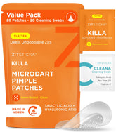 ZitSticka Killa patch closeup showing microdarts targeting early zits.