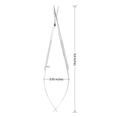 ZIZZON curved fine-pointed tip scissors in use for ultra-precise trimming.