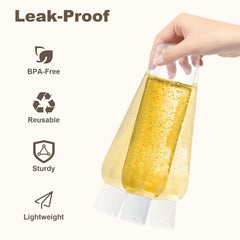 ZLEVEAYN clear PET bottles, BPA-free material for safe storage.