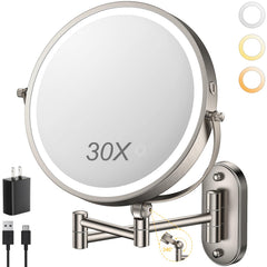 ZLOKLA 9in wall-mounted mirror with extended arm for flexible positioning and space-saving design.